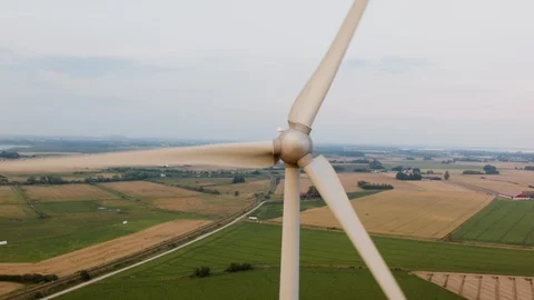 Aerial drone view over Wind turbine at night Stock Footage 109446215