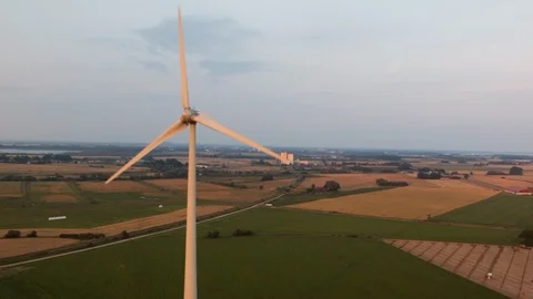 Aerial drone view over Wind turbine at sunset Vídeo Stock 109446573