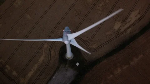 Aerial drone view over Wind turbine at night Vidéo 109447891