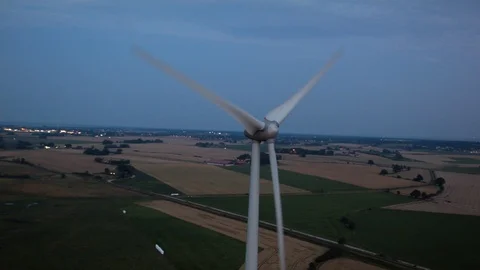 Aerial drone view over Wind turbine at night Vídeos de archivo 109448082