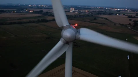 Aerial drone view over Wind turbine at night Vídeo Stock 109448112