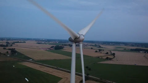 Aerial drone view over Wind turbine at night Vídeo Stock 109448174