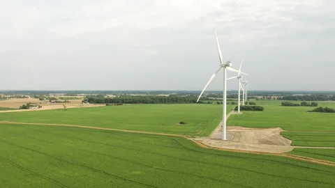 Aerial drone view over Wind turbines Stock Footage 109614319