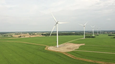 Aerial drone view over Wind turbines Stock Footage 109619765