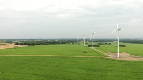 Aerial drone view over Wind turbines Vídeo Stock 109648836