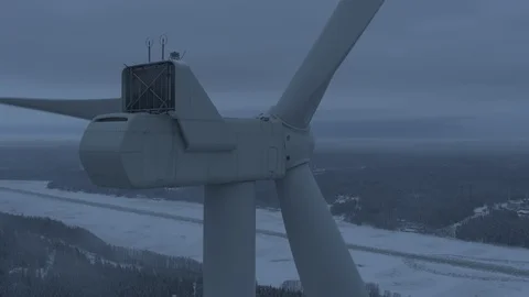 Aerial drone view over Wind Turbine at night Vídeo Stock 110051073