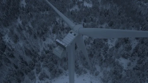 Aerial drone view over Wind Turbine at night 動画素材 110052969