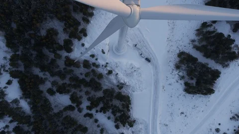 Aerial drone view over Wind Turbine at sunset Vidéo 110060030