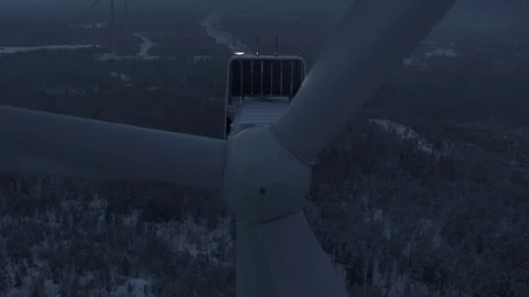 Aerial drone view over Wind Turbine at night Vidéo 111352710