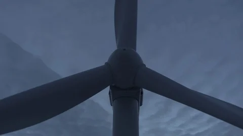 Aerial drone view over Wind Turbine at night 動画素材 111352713