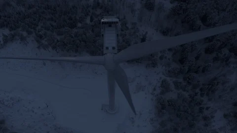 Aerial drone view over Wind Turbine at night Vidéo 111352717