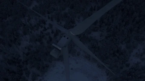 Aerial drone view over Wind Turbine at night 動画素材 111352723