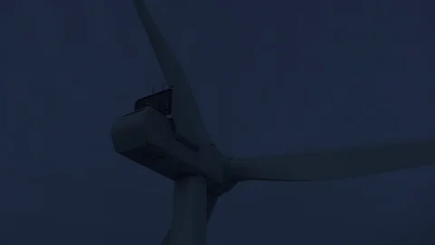 Aerial drone view over Wind Turbine at night Vidéo 111352726