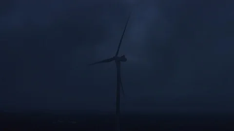 Aerial drone view over Wind Turbine at night Vidéo 111352731