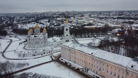 Aerial Drone View Over winter in the old Russian city of Vladimir. 30.12.2020 1 Stock Footage 147102646
