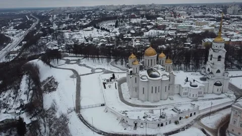 Aerial Drone View Over winter in the old Russian city of Vladimir. 30.12.2020 2 Stock Footage 147102653
