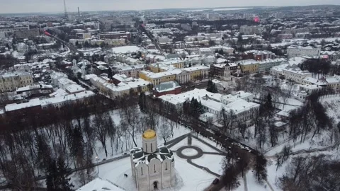 Aerial Drone View Over winter in the old Russian city of Vladimir. 30.12.2020 3 Stock Footage 147102657