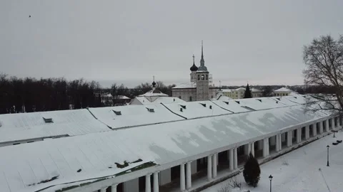 Aerial Drone View Over winter in the old Russian city of Suzdalr. 30.12.2020 Stock Footage 147716452