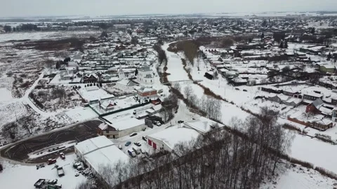 Aerial Drone View Over winter in the old Russian city of Suzdal 30.12.2020 Stock Footage 147716455