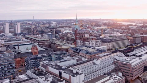 Aerial drone view over World Trade Center in Stockholm Vídeo Stock 109495355