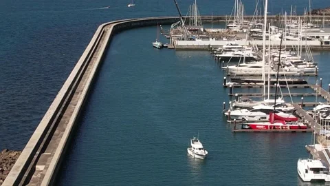 Aerial drone view overlooking the Cascais Marina, Portugal Stock Footage 195503360