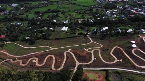 Aerial drone view of Parc des Palmiers,Le Tampon,Reunion. Stock Footage 257805659