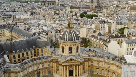 Aerial drone view of Paris Stock Footage 112091713