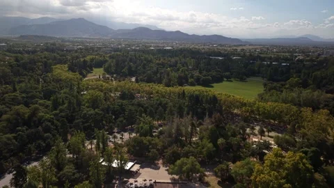 Aerial Drone View of Park San Martín Lake and Mountains, Mendoza, Argentina Video stock 339097948