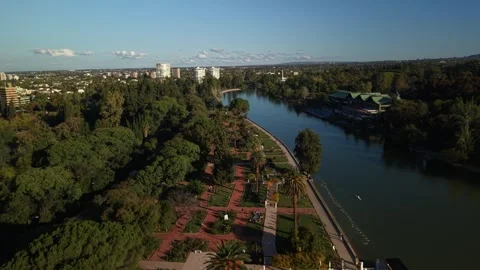 Aerial Drone View of Park San Martín Lake and Mountains, Mendoza, Argentina Video stock 339097973