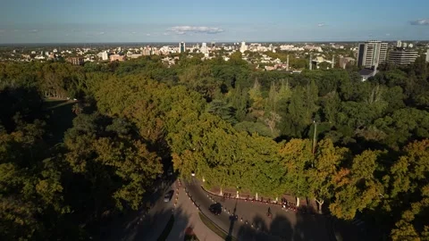 Aerial Drone View of Park San Martín Lake and Mountains, Mendoza, Argentina Video stock 339097976