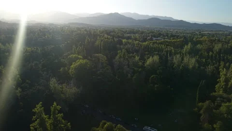Aerial Drone View of Park San Martín Lake and Mountains, Mendoza, Argentina Video stock 339098012
