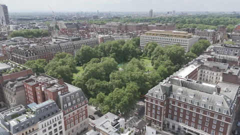 Aerial drone view of a park square in Central London Stock Footage 281078437
