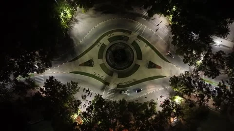 Aerial Drone View of Parque San Martín in Mendoza, Argentina at Night Vídeo Stock 339098178