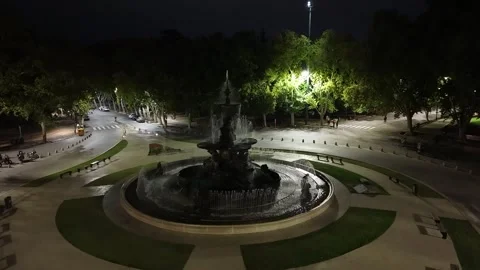 Aerial Drone View of Parque San Martín in Mendoza, Argentina at Night Video stock 339797566