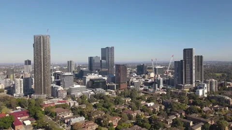 Aerial drone view of Parramatta CBD in Greater Western Sydney, NSW in June 2023 Stock-Footage 243484796
