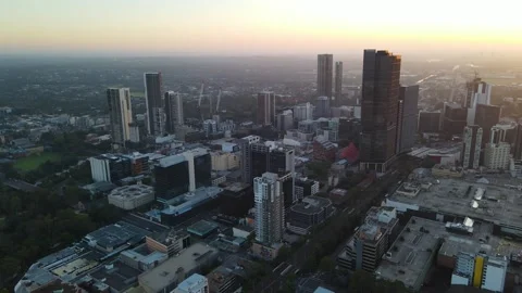Aerial drone view of Parramatta cbd in Sydney, NSW Australia Stock Footage 258708254