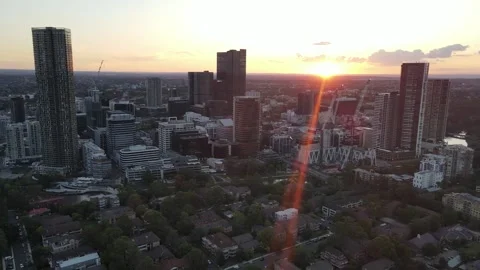 Aerial drone view of Parramatta cbd in Sydney, NSW during a late aftertoon 스톡 동영상 259906558
