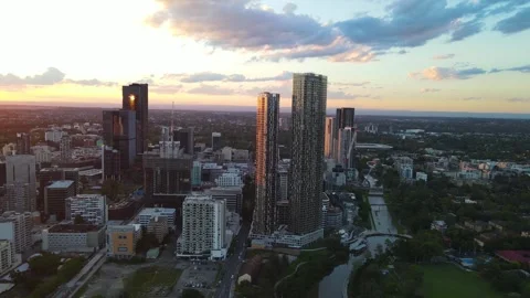 Aerial drone view of Parramatta cbd in Sydney, NSW during a late aftertoon 스톡 동영상 259907472