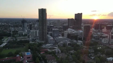 Aerial drone view of Parramatta cbd in Sydney, NSW during a late afternoon 스톡 동영상 259907967