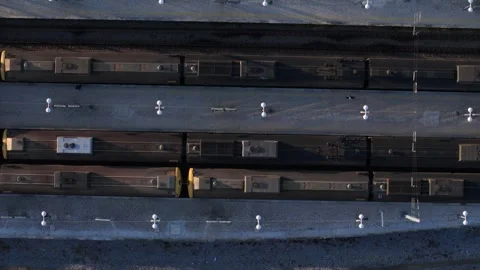 Aerial drone view of passengers and trains at Cascais Train station Stock Footage 306025369
