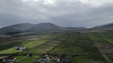 Aerial Drone View of Patchwork Farmland in Rural County Kerry, Ireland Stock Footage 347063519