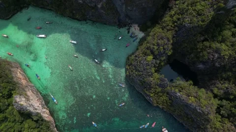 Aerial drone view of Phi Phi islands, Thailand Stock Footage 239683740