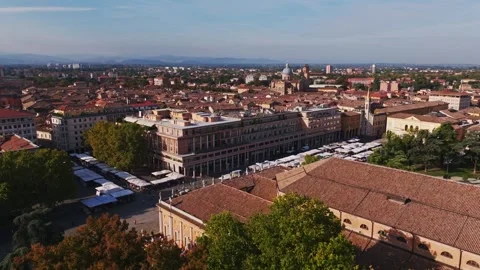 Aerial drone view of Piazza della Vittoria in Reggio Emilia, Italy Stock-Footage 347216909