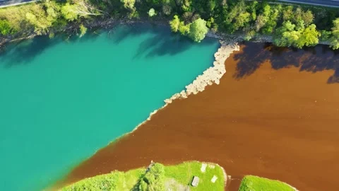 Aerial drone view of polluted river Stock Footage 271360397