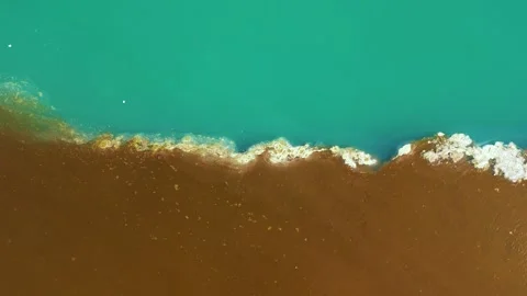 Aerial drone view of polluted river Stock Footage 275028204