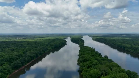 Aerial Drone View of Potomac River at Algonkian Regional Park Stock Footage 342132026