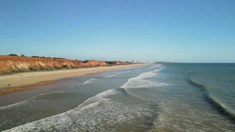 Aerial drone view of Praia da Falesia Stock Footage 167881712