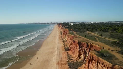 Aerial drone view of Praia da Falesia Stock Footage 167881815