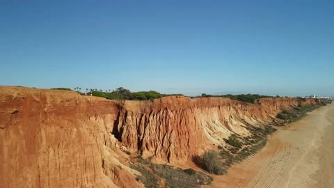 Aerial drone view of Praia da Falesia Stock Footage 167881834