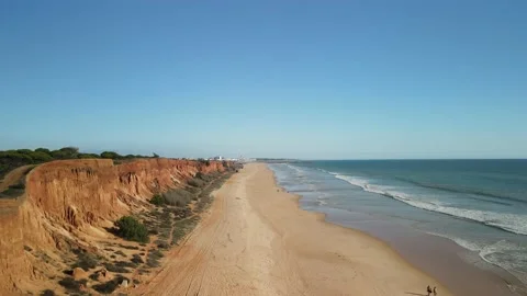 Aerial drone view of Praia da Falesia Stock Footage 167881853